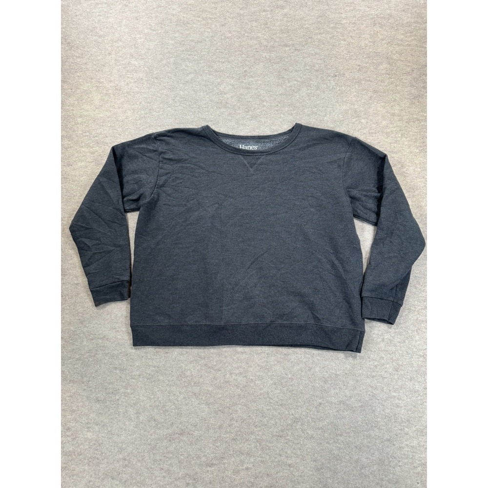 Hanes Soft Sweats EcoSmart Sweatshirt Mens Large Charcoal Gray Crew Neck Comfort